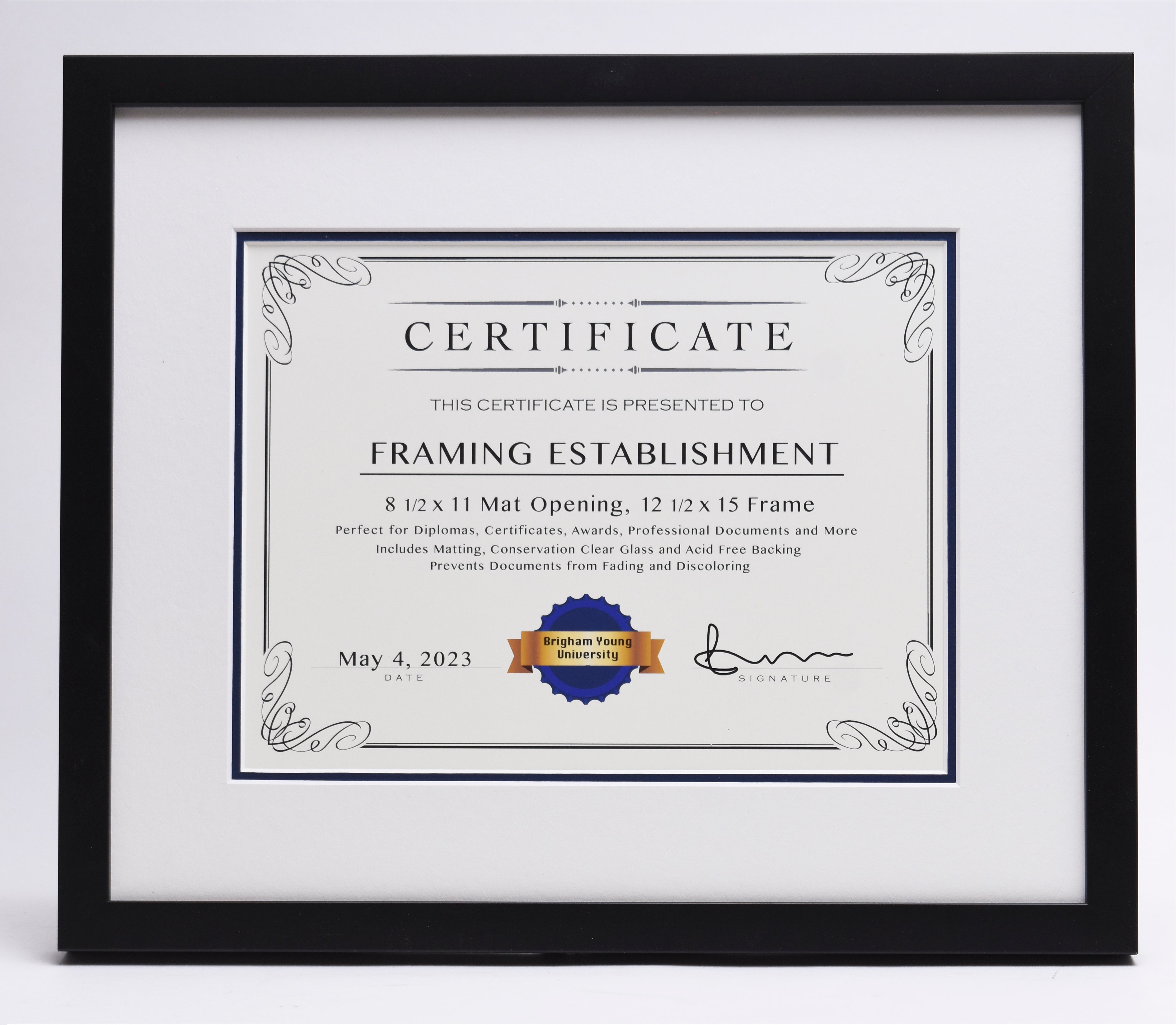 Healthy Document Frame BYU Document Frame Blue & White Mat | Framing Establishment!