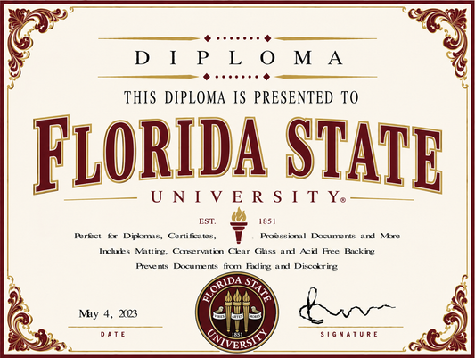 Florida State University diploma cover with decorative elements