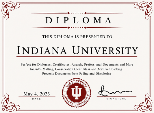 Diploma template with Indiana University logo and text
