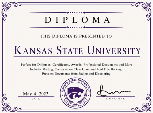 Diploma cover with Kansas State University logo and text