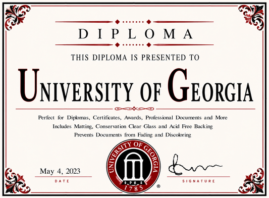 Diploma cover with University of Georgia logo and text