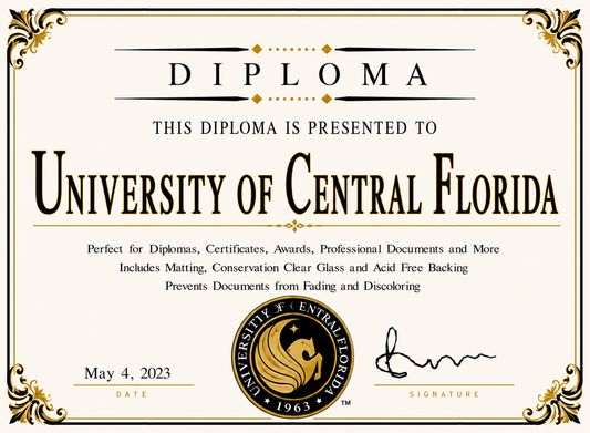 Diploma cover with 'University of Central Florida' logo and text