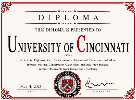 Diploma cover with University of Cincinnati logo and text