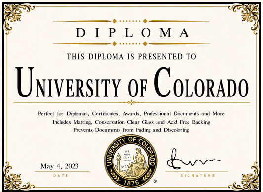 Diploma cover with 'University of Colorado' logo and text