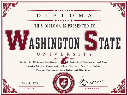Washington State University diploma cover with decorative elements